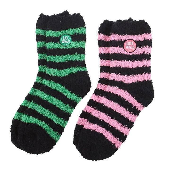 Set of 2 Good Witch, Bad Witch Fluffy Sokker