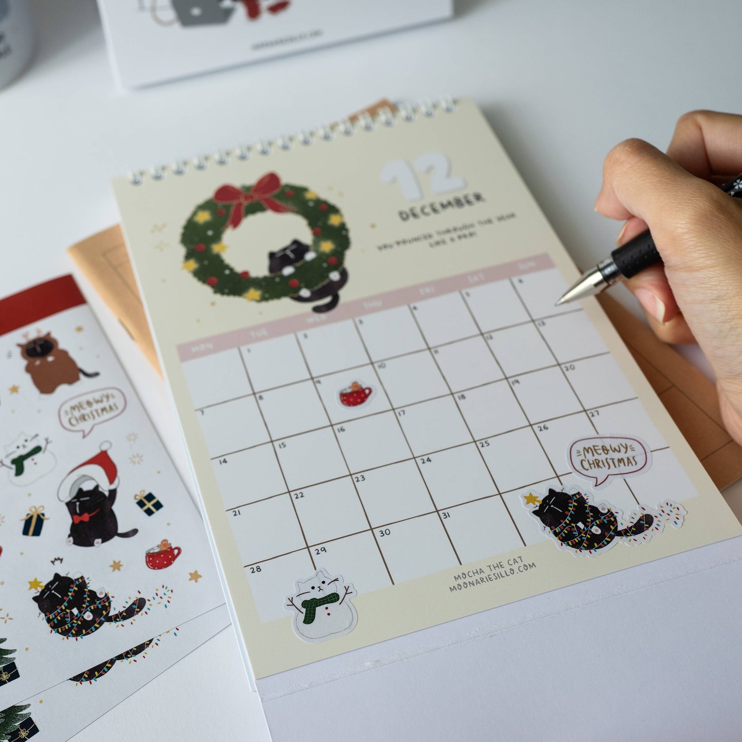 Cute Christmas Cat Sticker Sheet