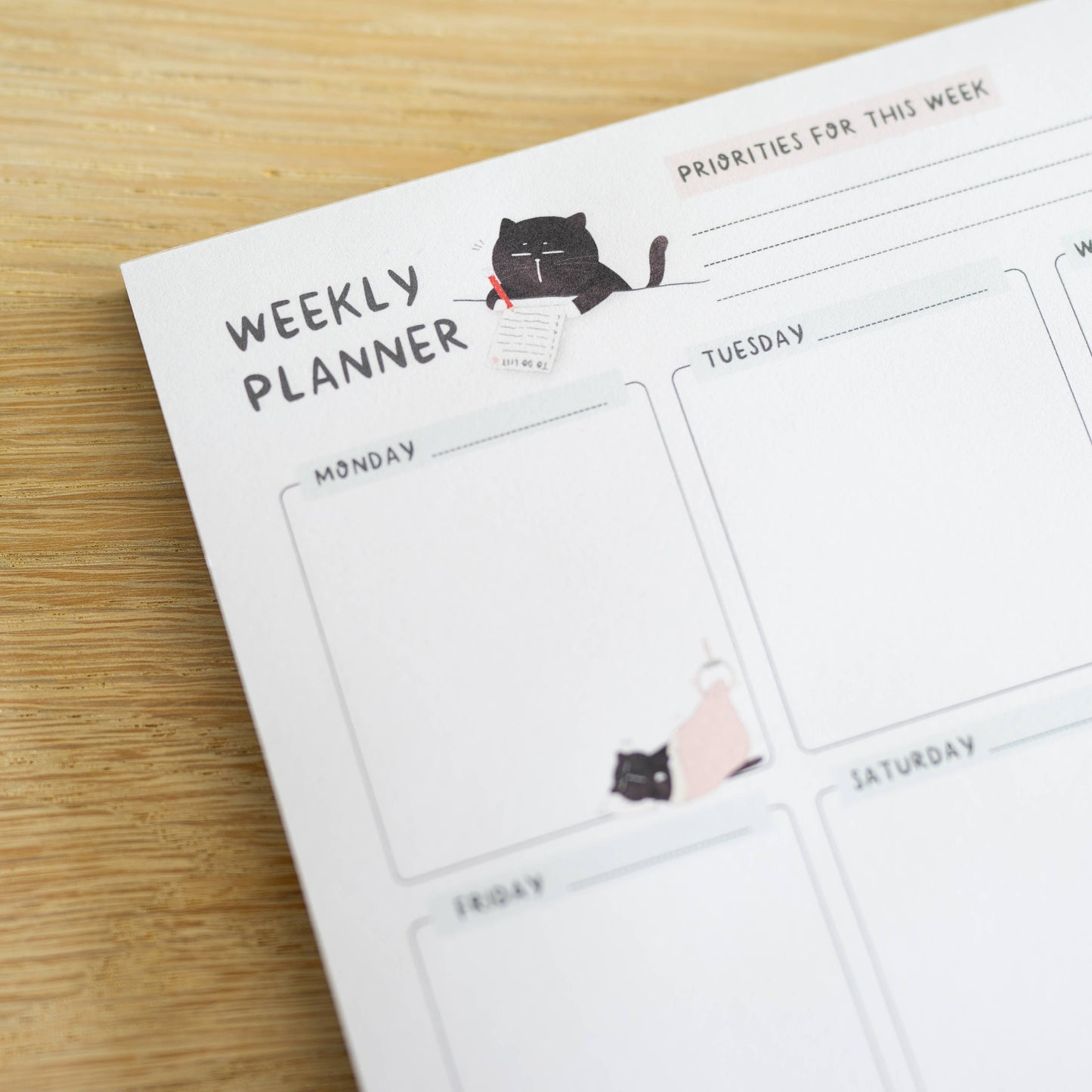 Cute black cat weekly planner A5