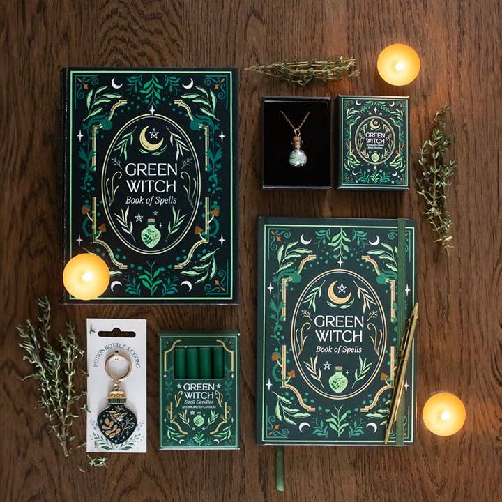 Green Witch Book Shaped Oppbevaringsboks