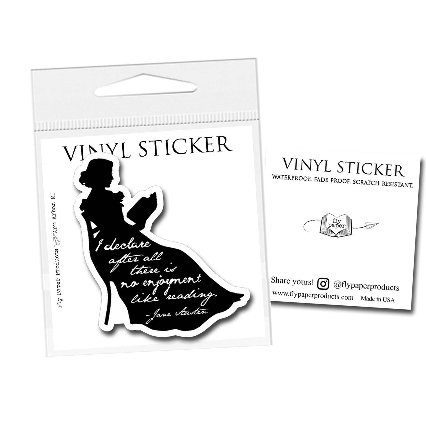 Jane Austen Enjoy Reading Pride and Prejudice Vinyl Sticker