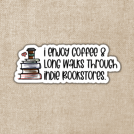 Long Walks In Indie Bookstores Sticker