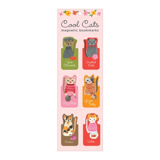 Cool Cats Magnetiske Bokmerker 6-pk