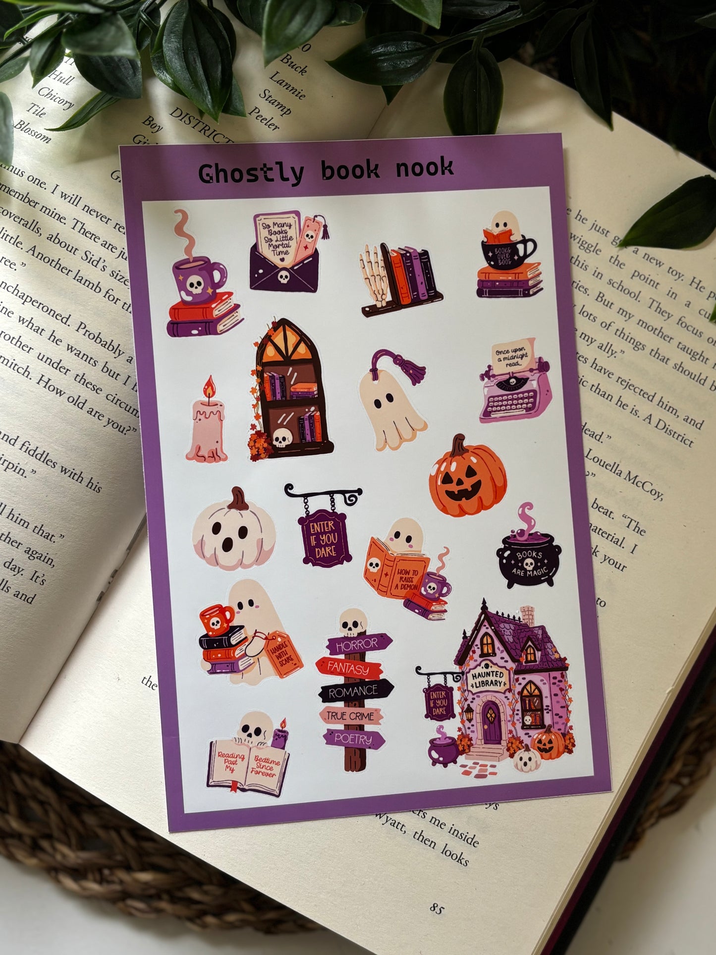 Ghostly book nook | Sticker sheet