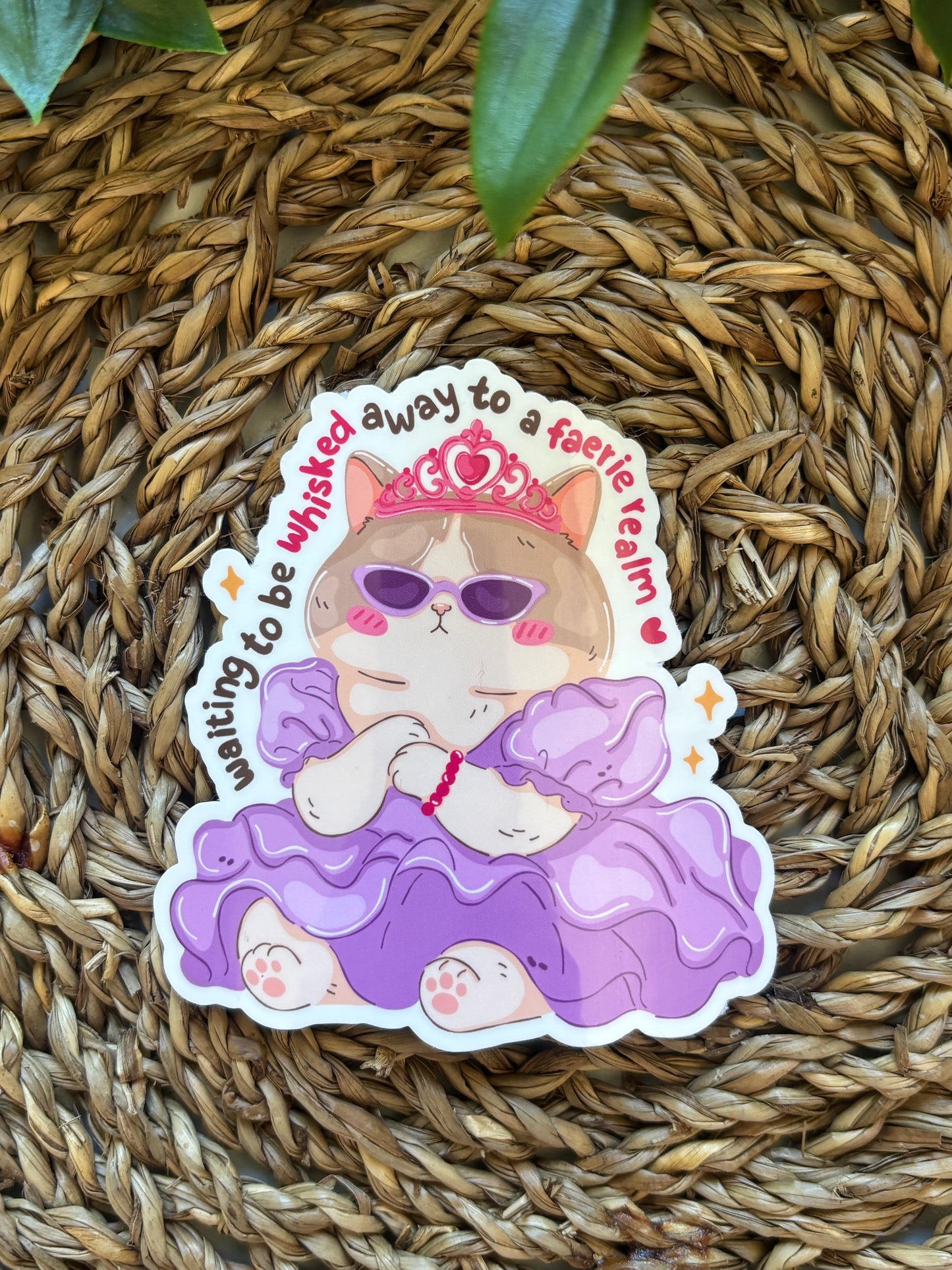 Waiting to be whisked away cat Sticker