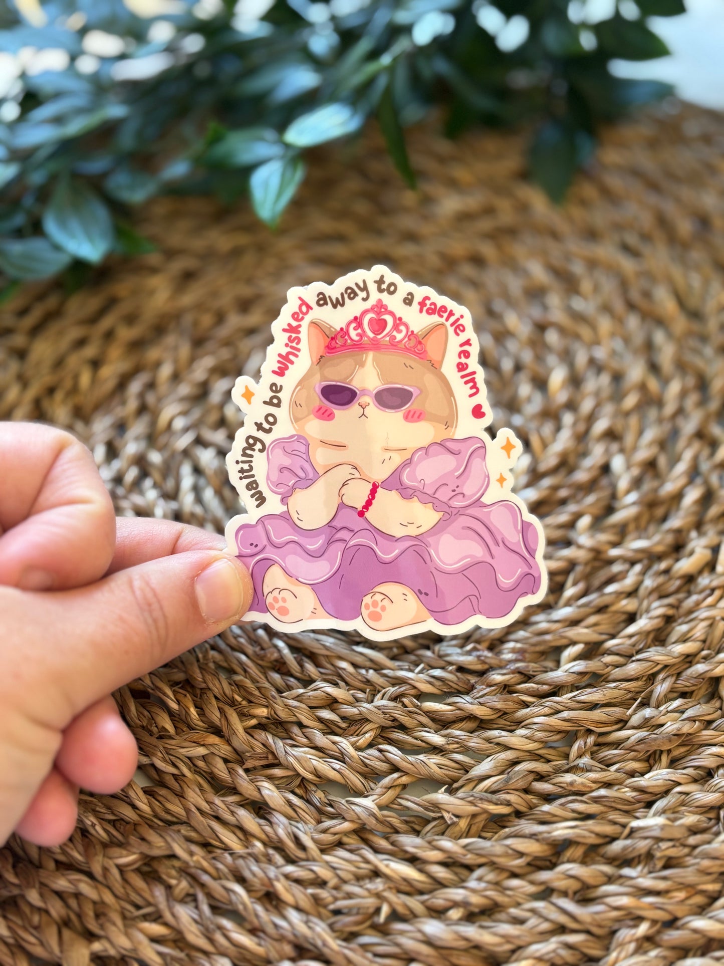 Waiting to be whisked away cat Sticker