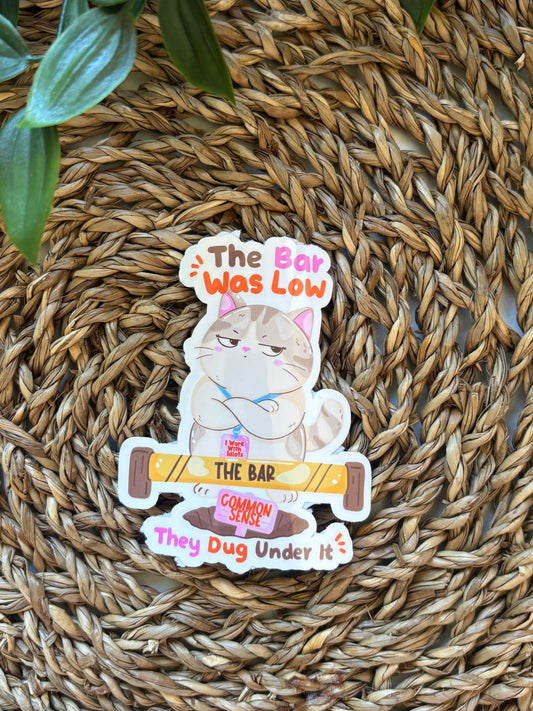 The bar was low sticker