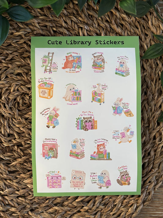 Cute Library Sticker Sheet