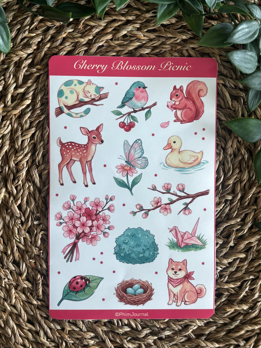 Cherry Blossom Picnic #2 Sticker Sheet