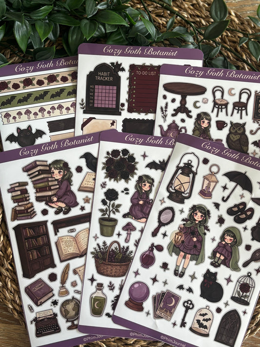 Cozy Goth Botanist Bundle - 6 Sticker Sheet