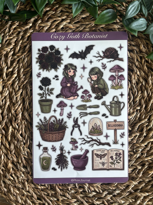 Cozy Goth Botanist #2 Sticker Sheet