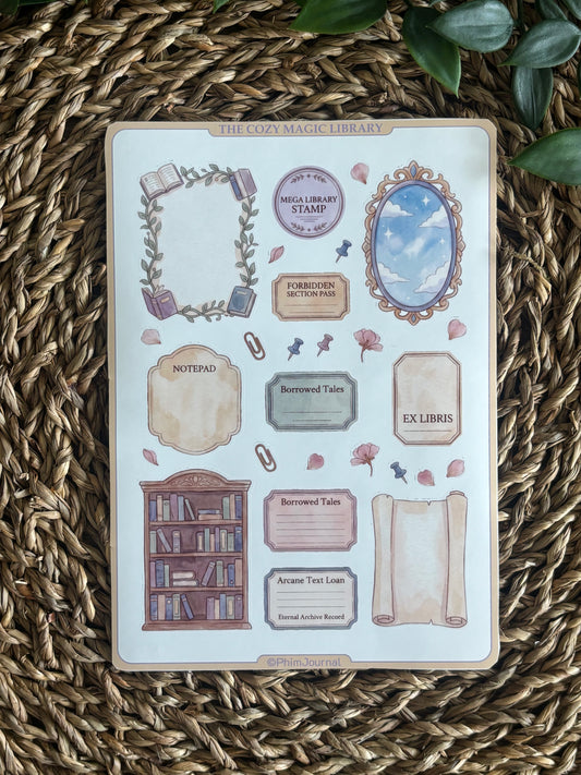 The cozy Magic Library #10 Sticker Sheet