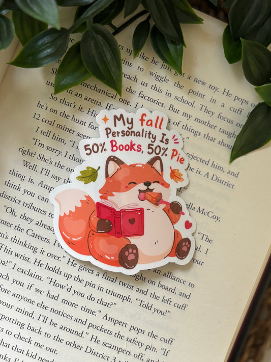 My fall personality is 50% books, 50% pie Sticker