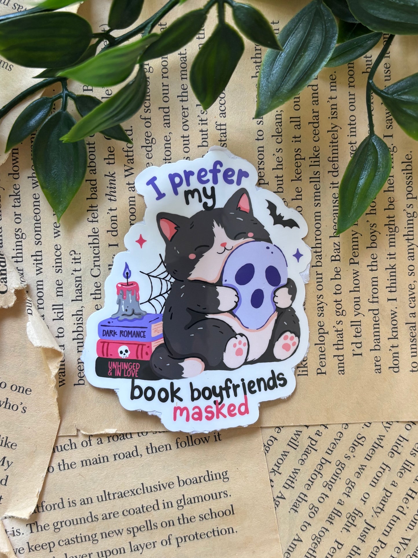 I prefer my book boyfriends masked sticker