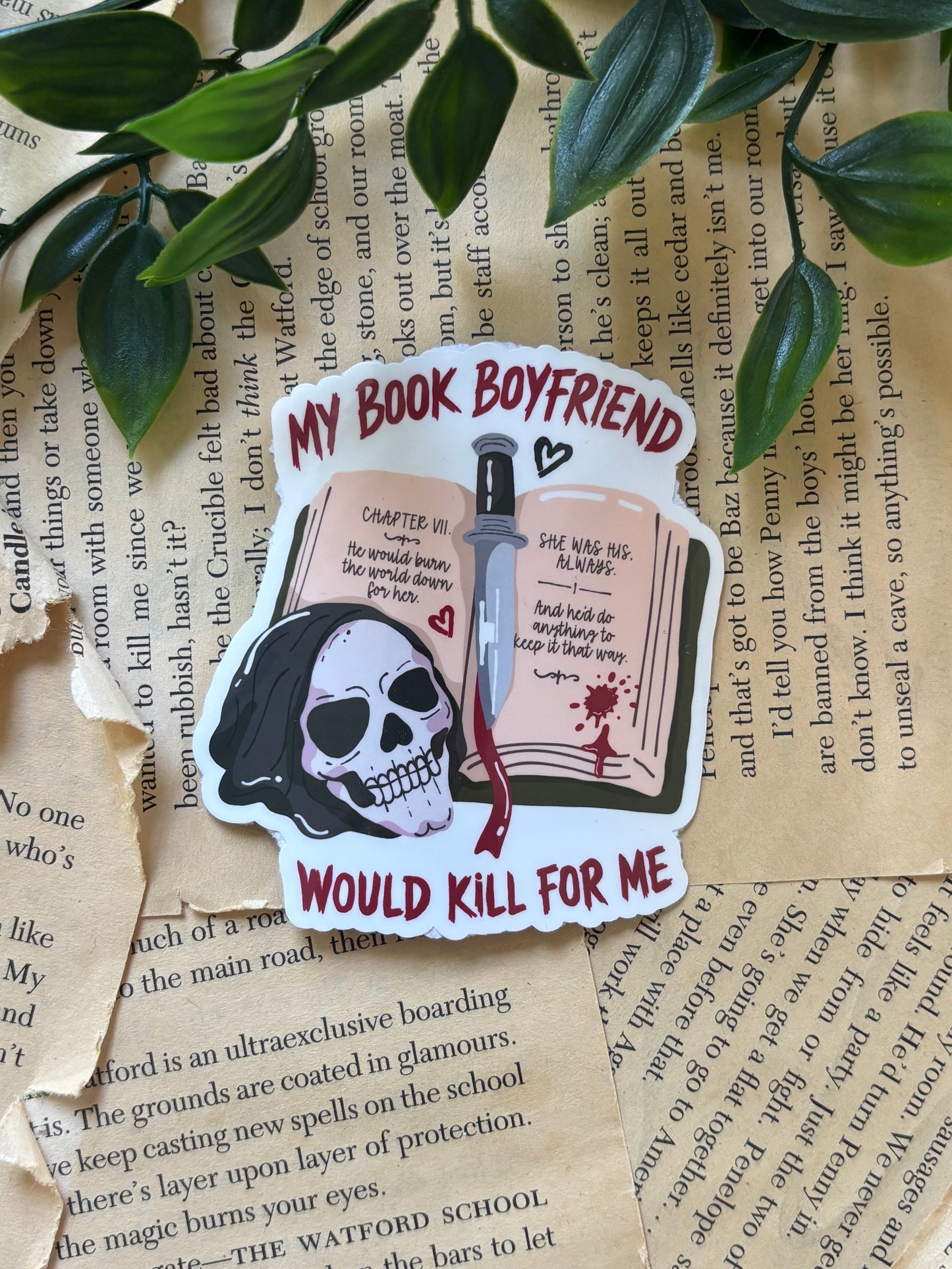My book boyfriend would kill me sticker