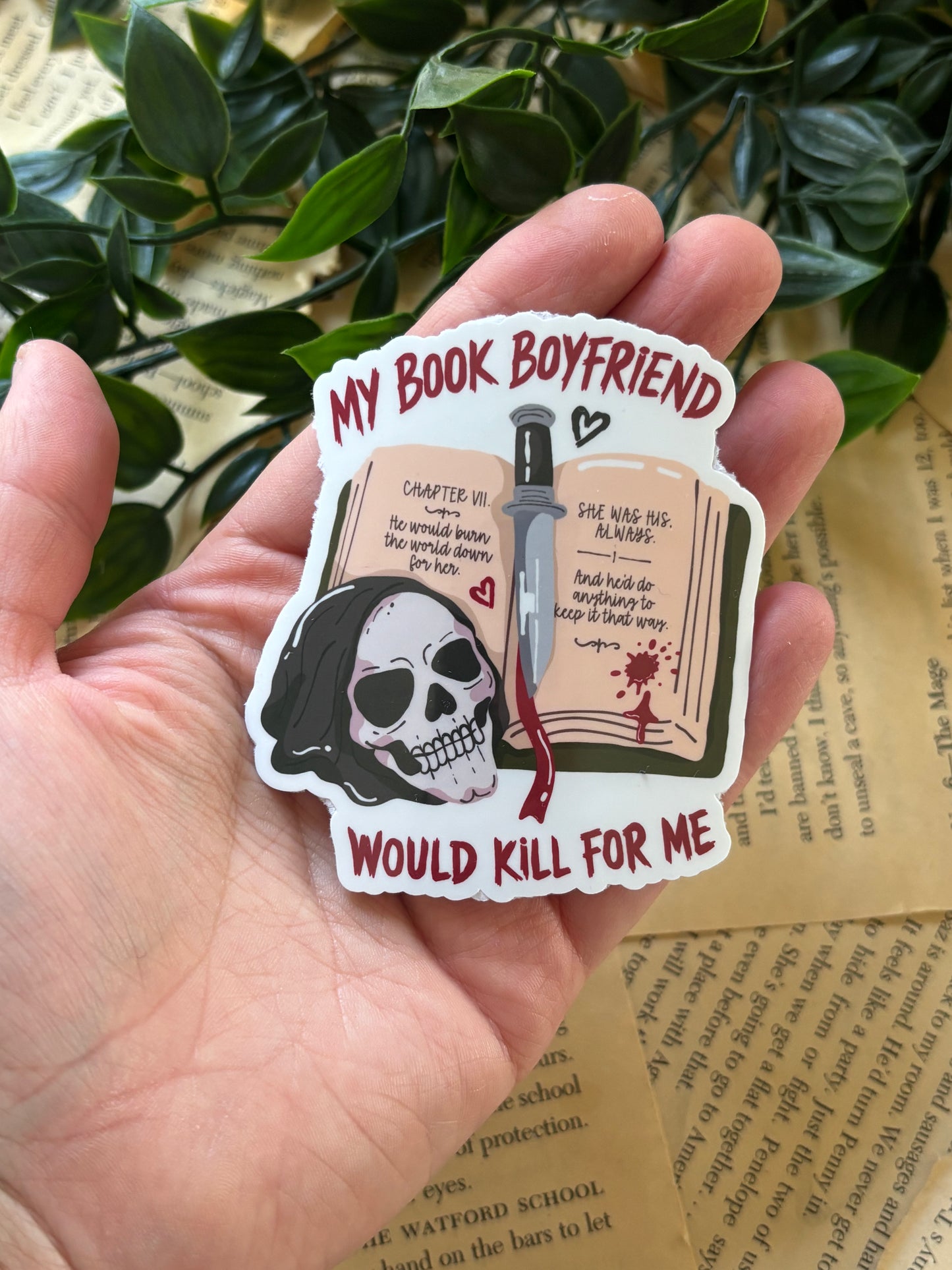 My book boyfriend would kill me sticker