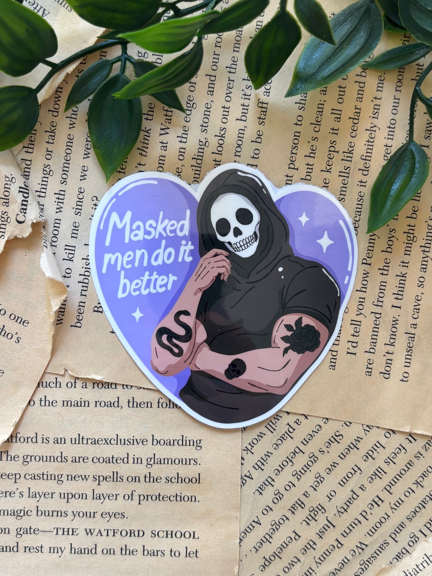 Masked men do it better purple heart  sticker
