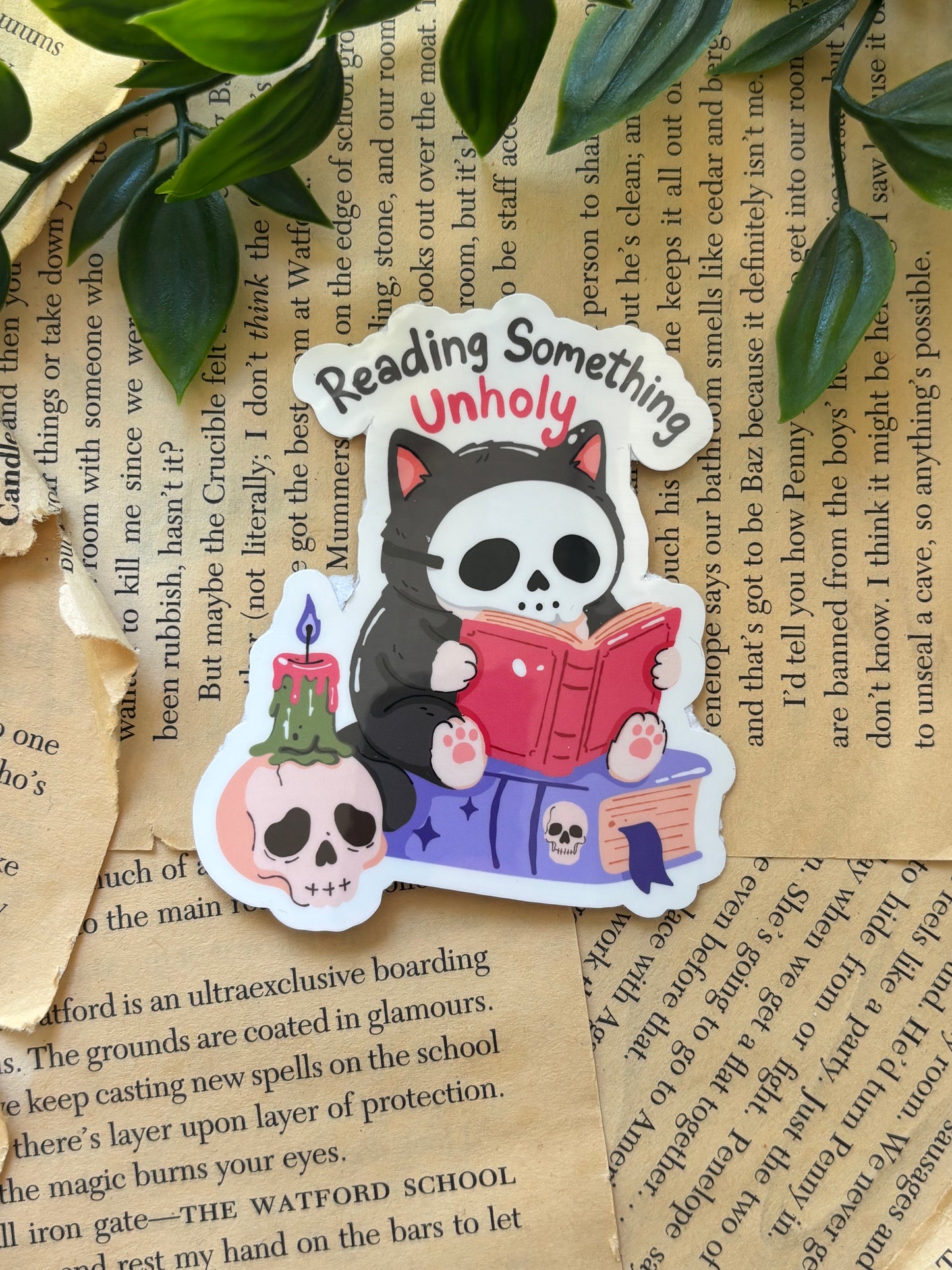 Reading something unholy sticker