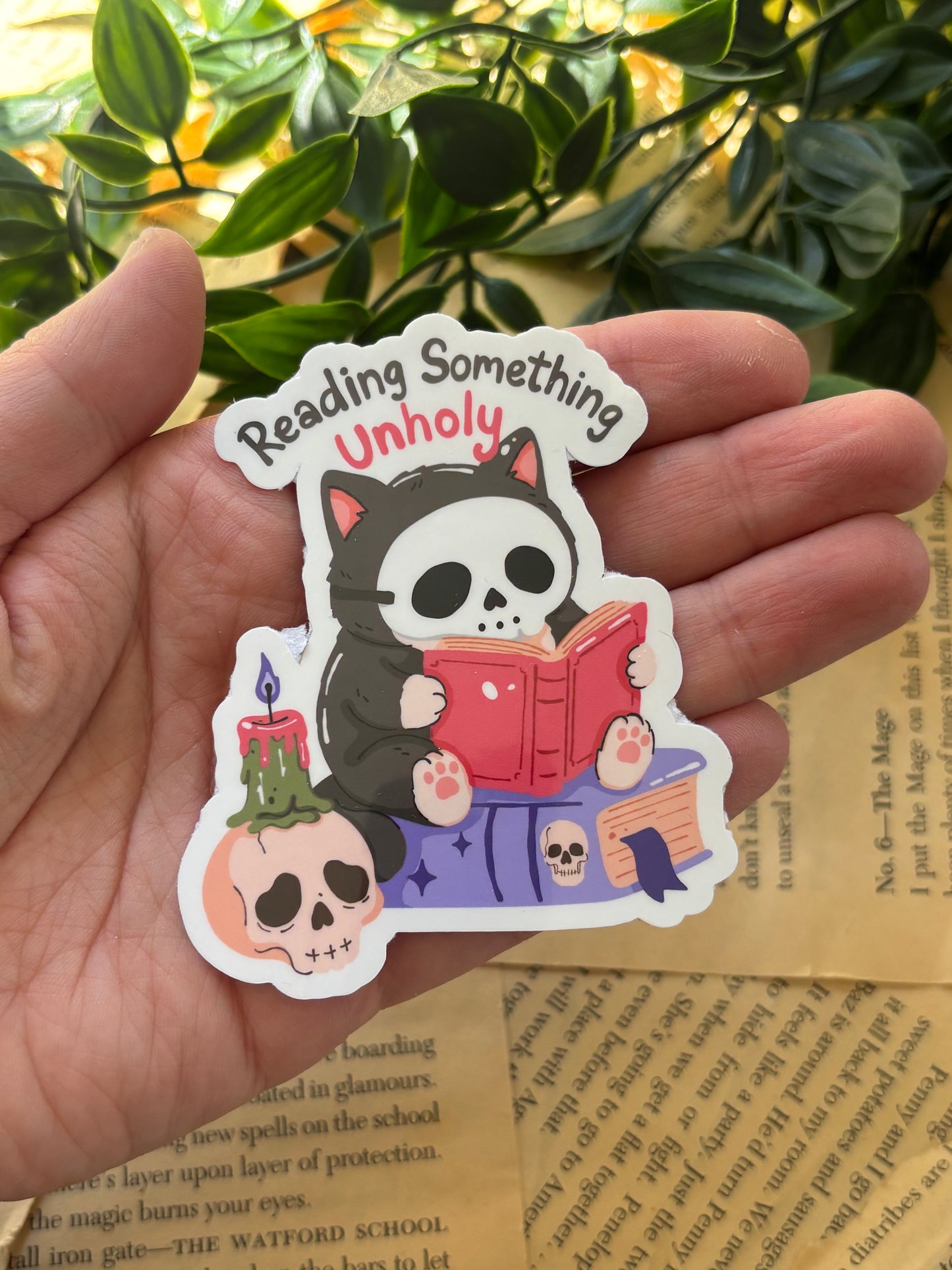 Reading something unholy sticker