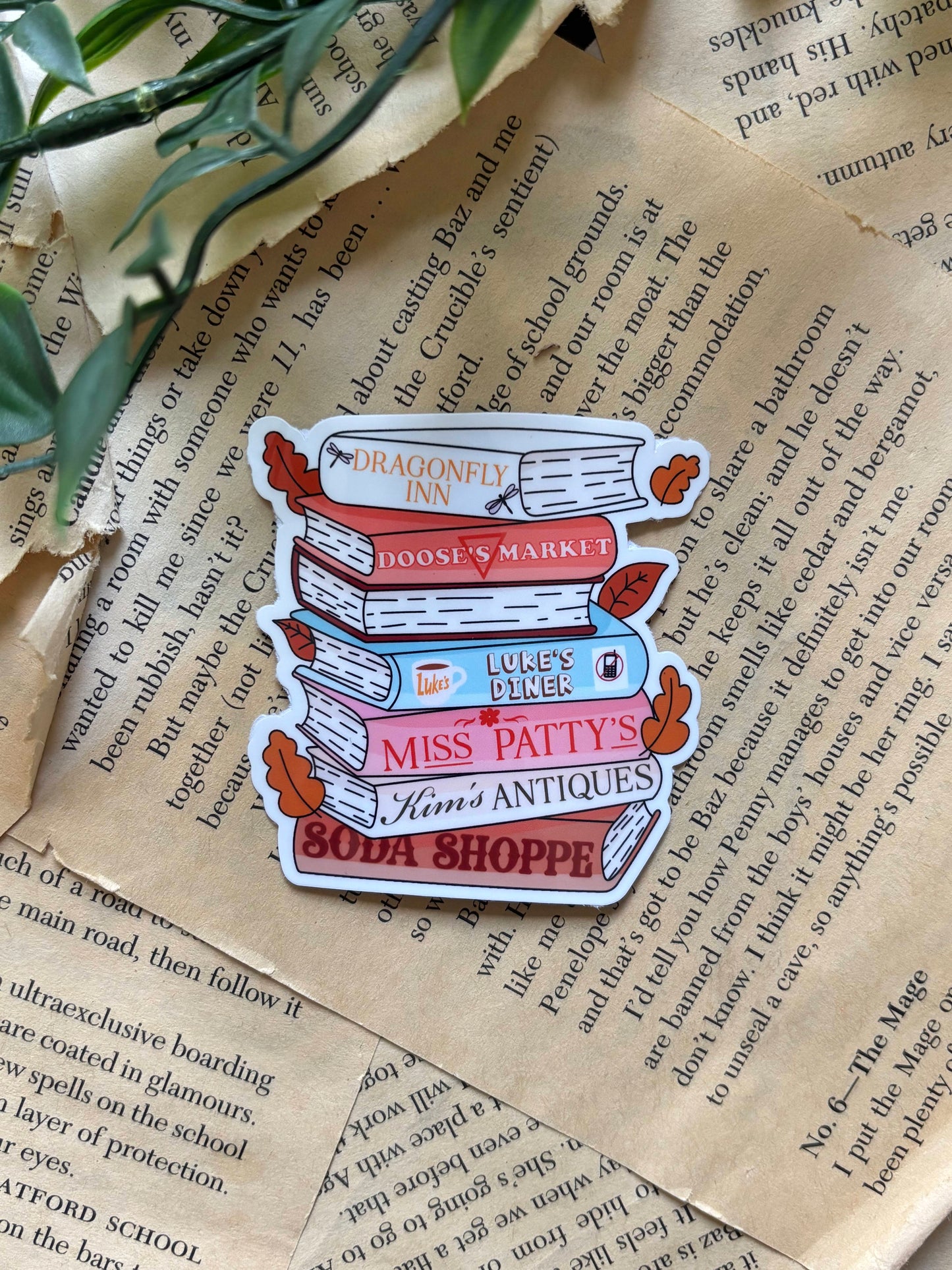 Fall bookstack sticker