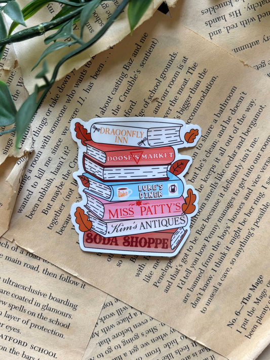 Fall bookstack sticker