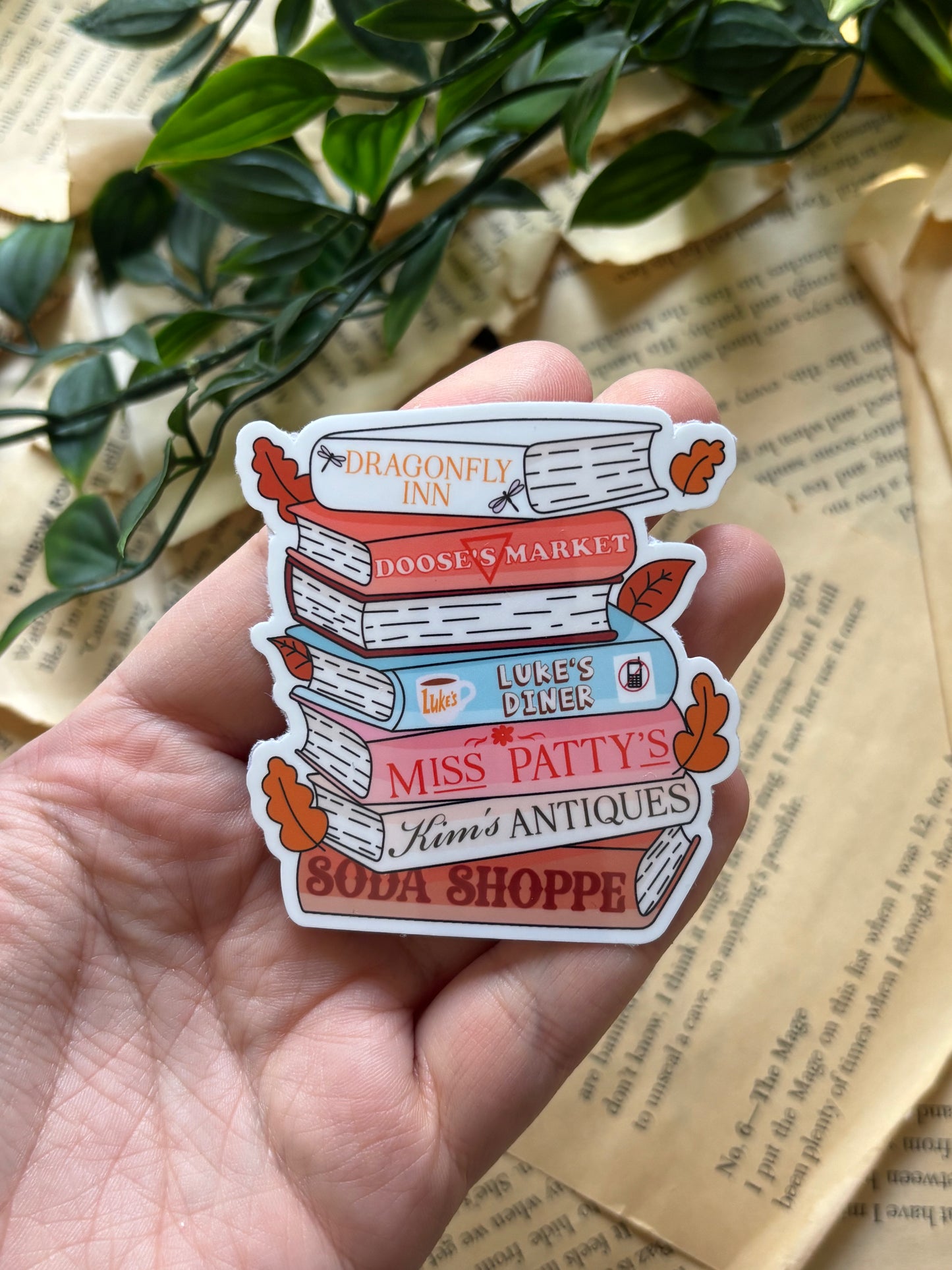 Fall bookstack sticker