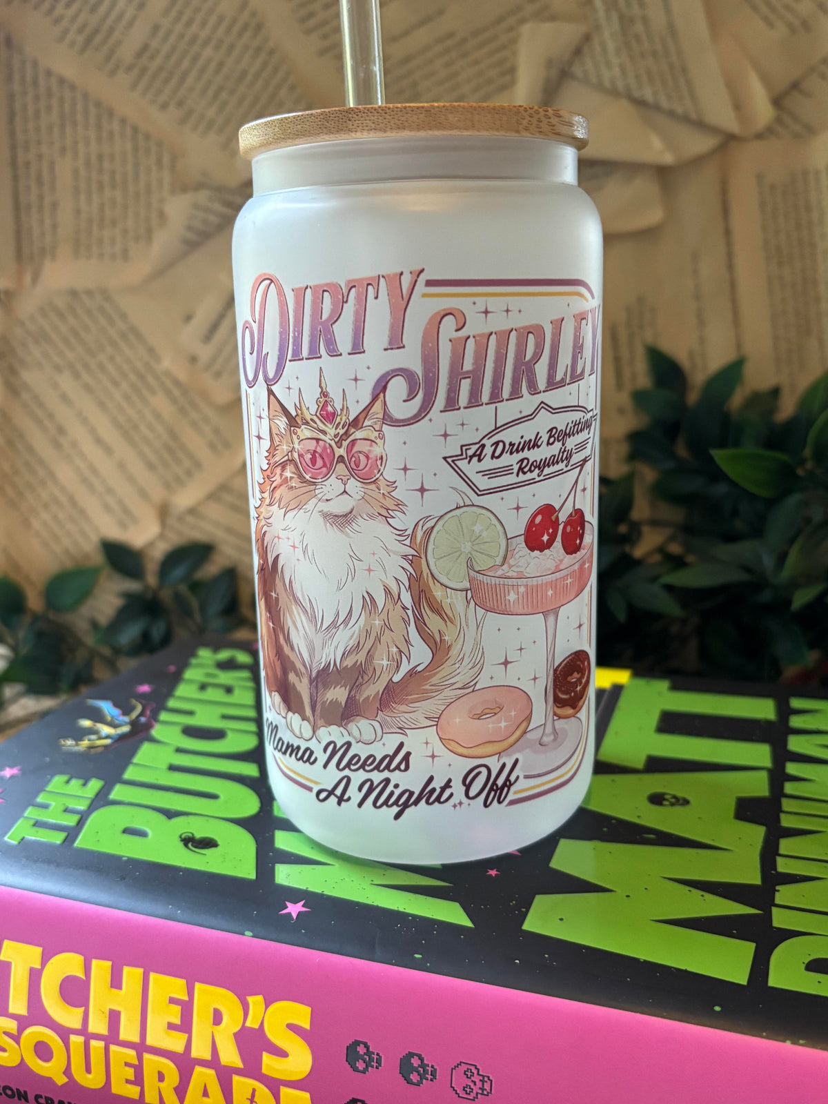 Dirty Shirley Drikkeglass med sugerør