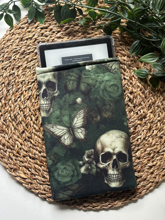 Green Skull with butterflies Kindle sleeve (Limited Edition)