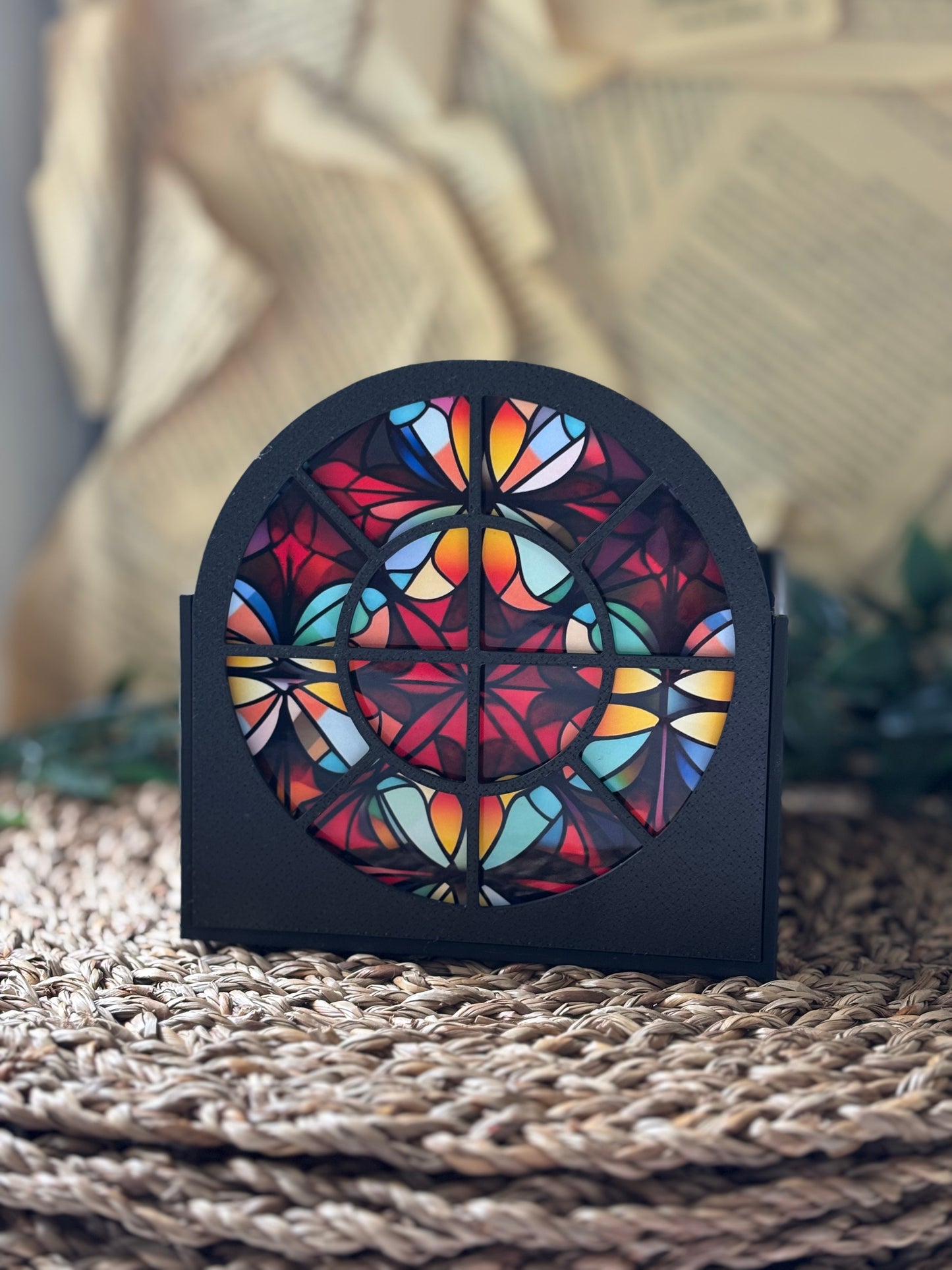 Book Nook - Stained Round Glass Window w/ 5 designs