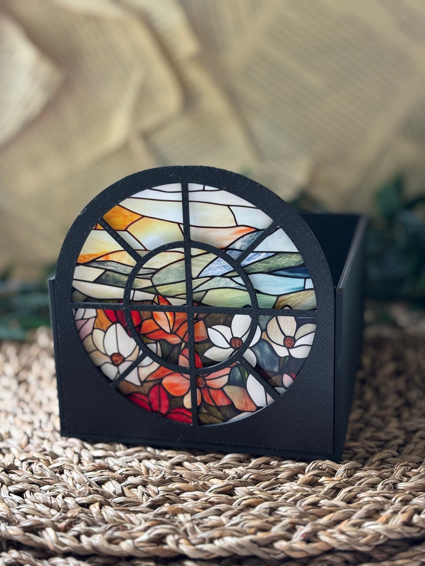 Book Nook - Stained Round Glass Window w/ 5 designs