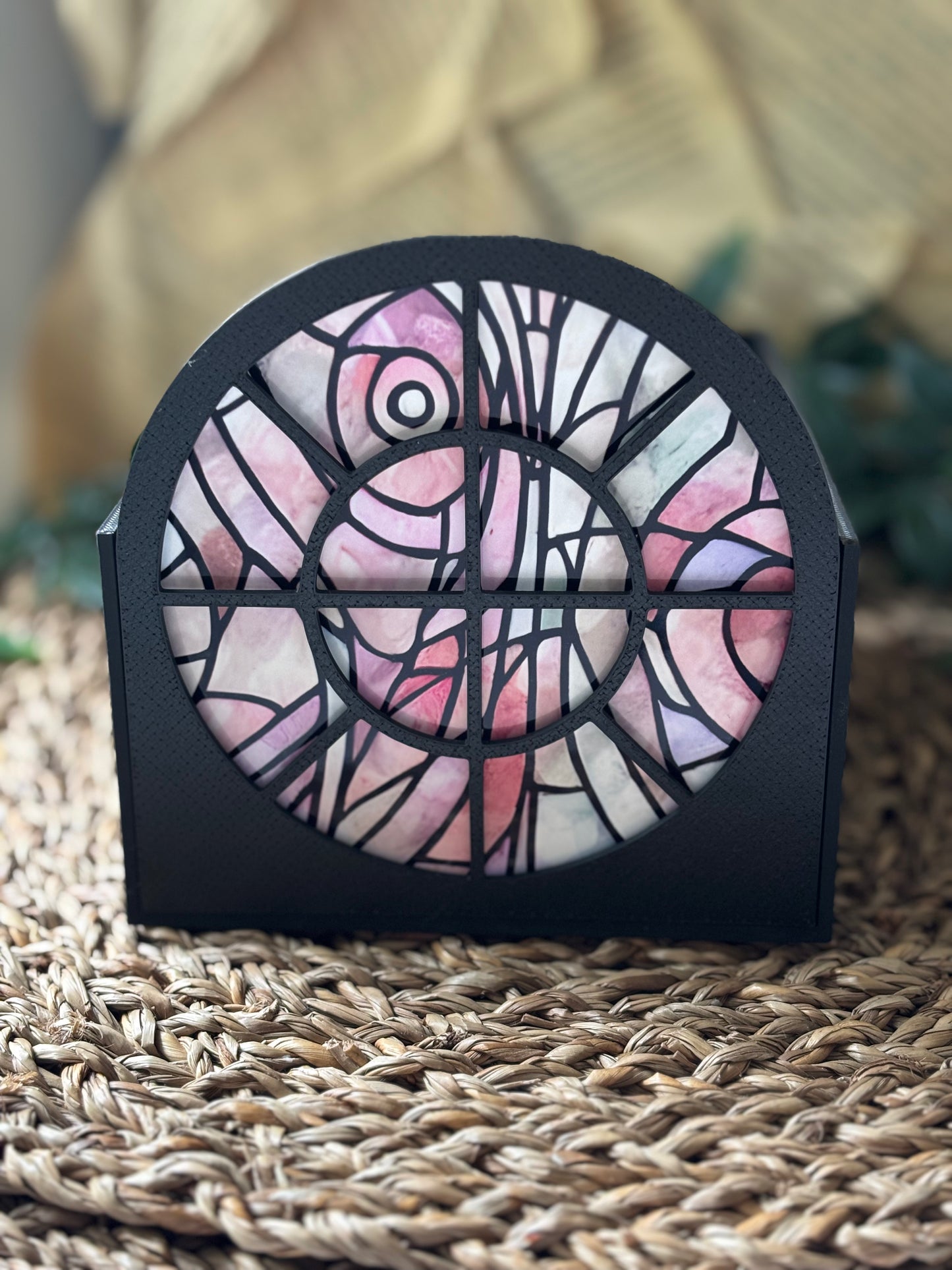 Book Nook - Stained Round Glass Window w/ 5 designs