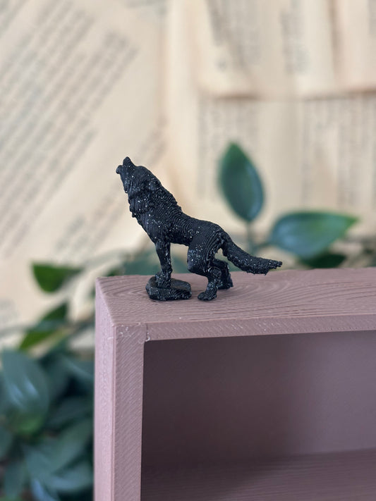 Statue av ulv til minibokhylle