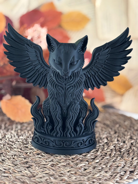 Dark Guardian Cat with Wings