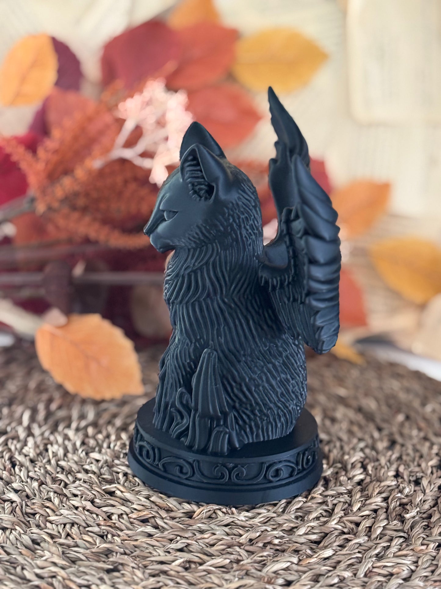 Dark Guardian Cat with Wings