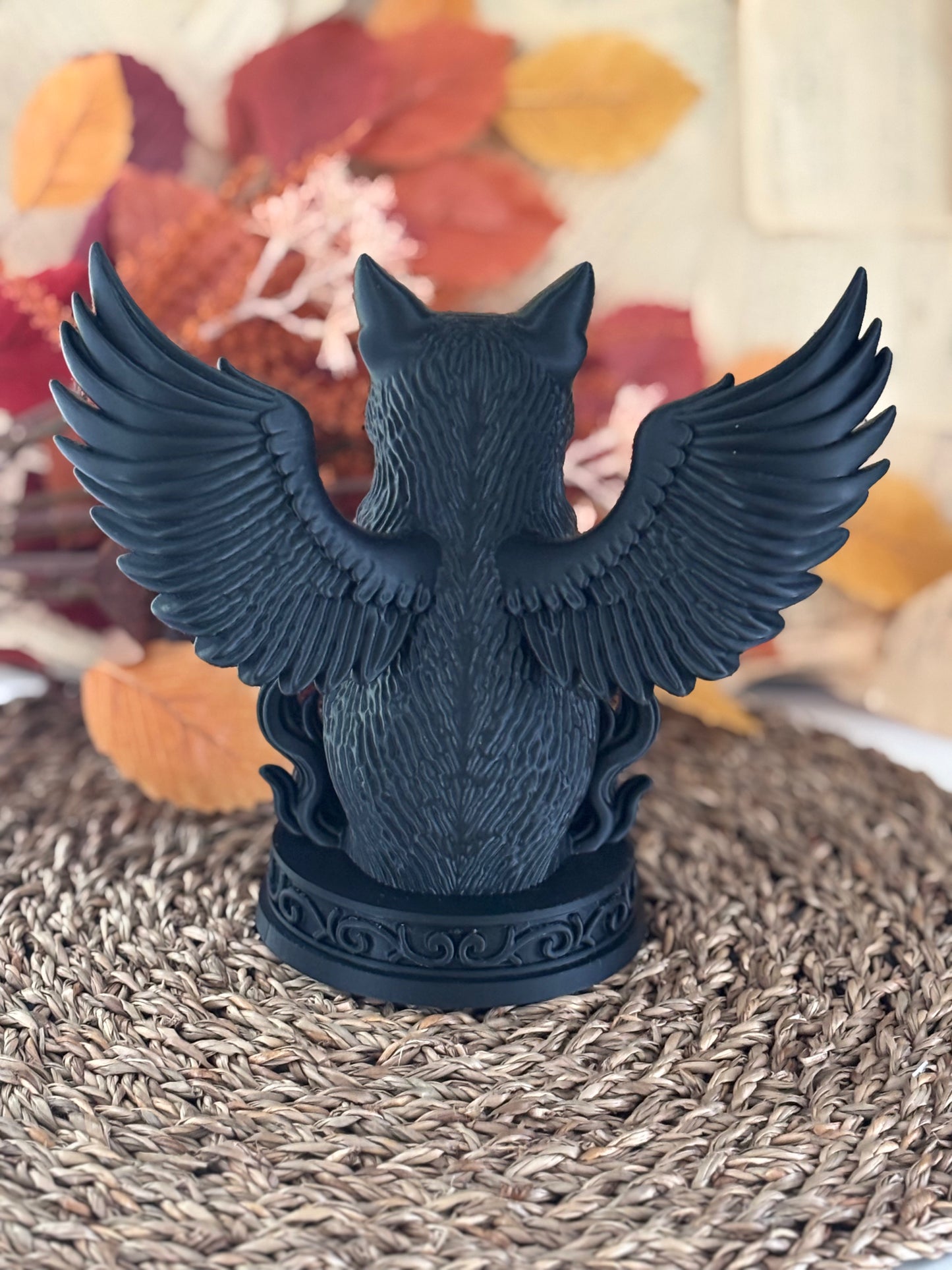 Dark Guardian Cat with Wings