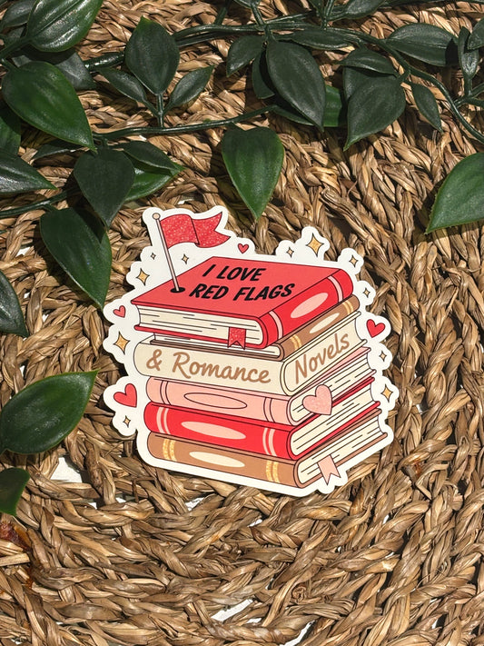 I love Red Flags and romance novels sticker.