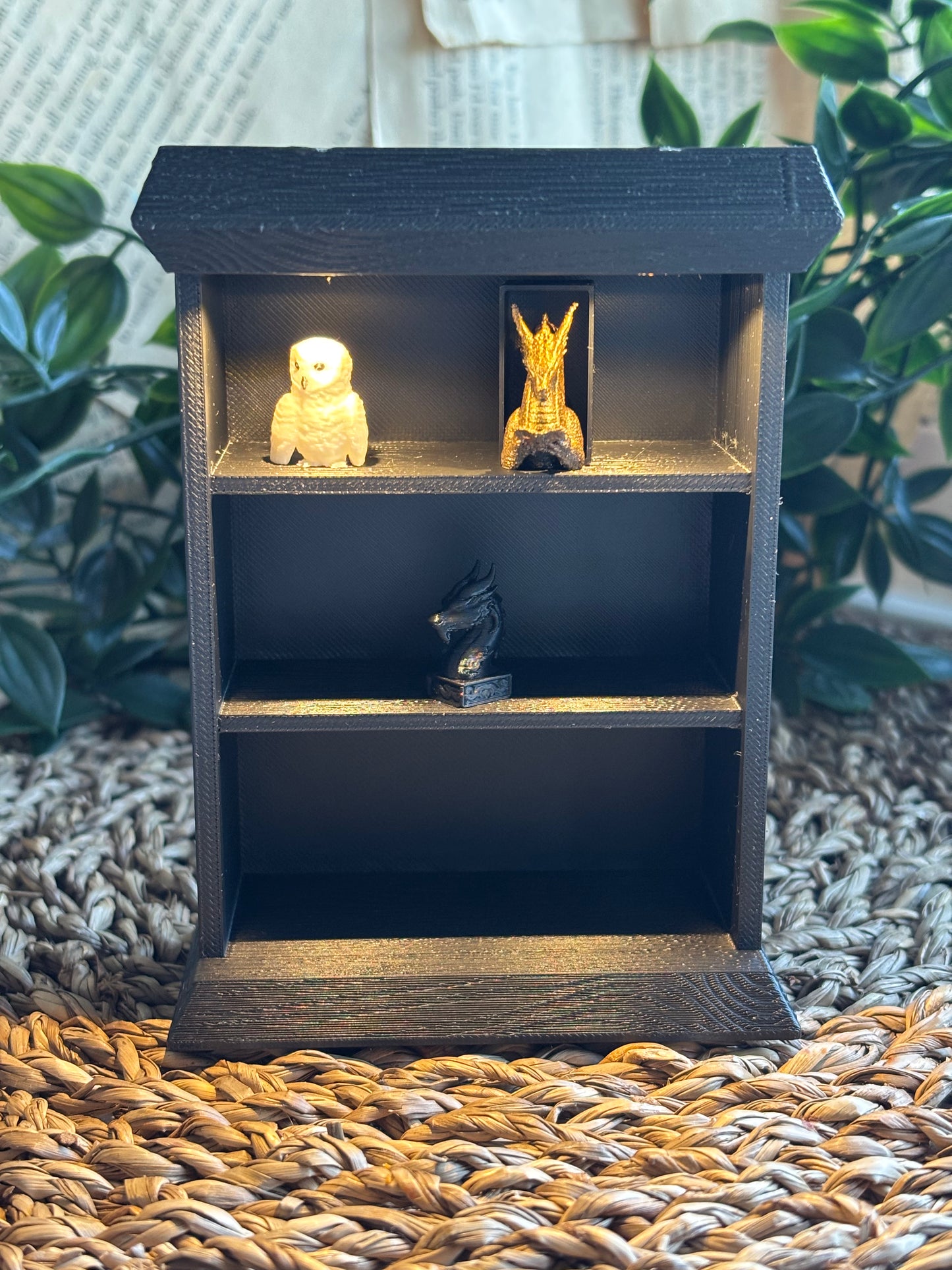 Miniatyr bokhylle med lys