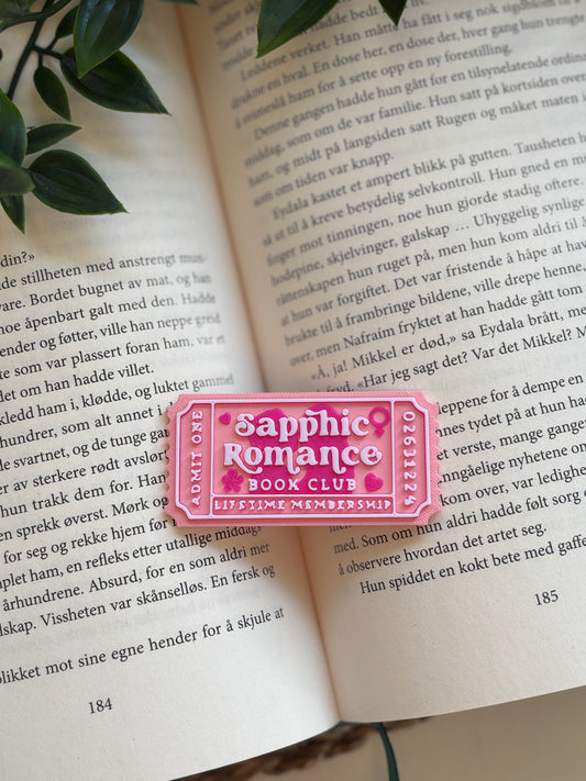 Sapphic Romance Book Club Ticket Pin