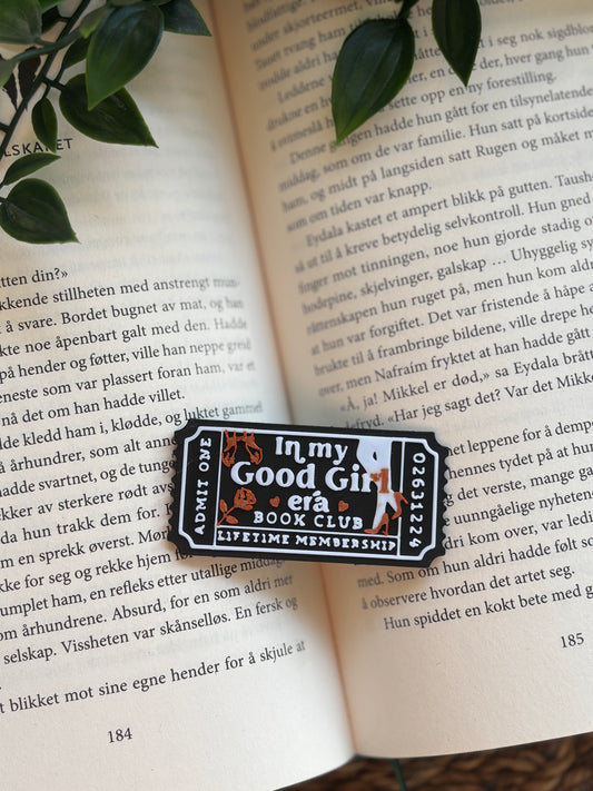 In My Good Girl Era Book Club Ticket Pin