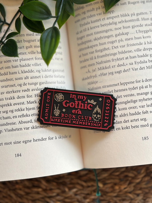 In My Gothic Era Book Club Ticket Pin