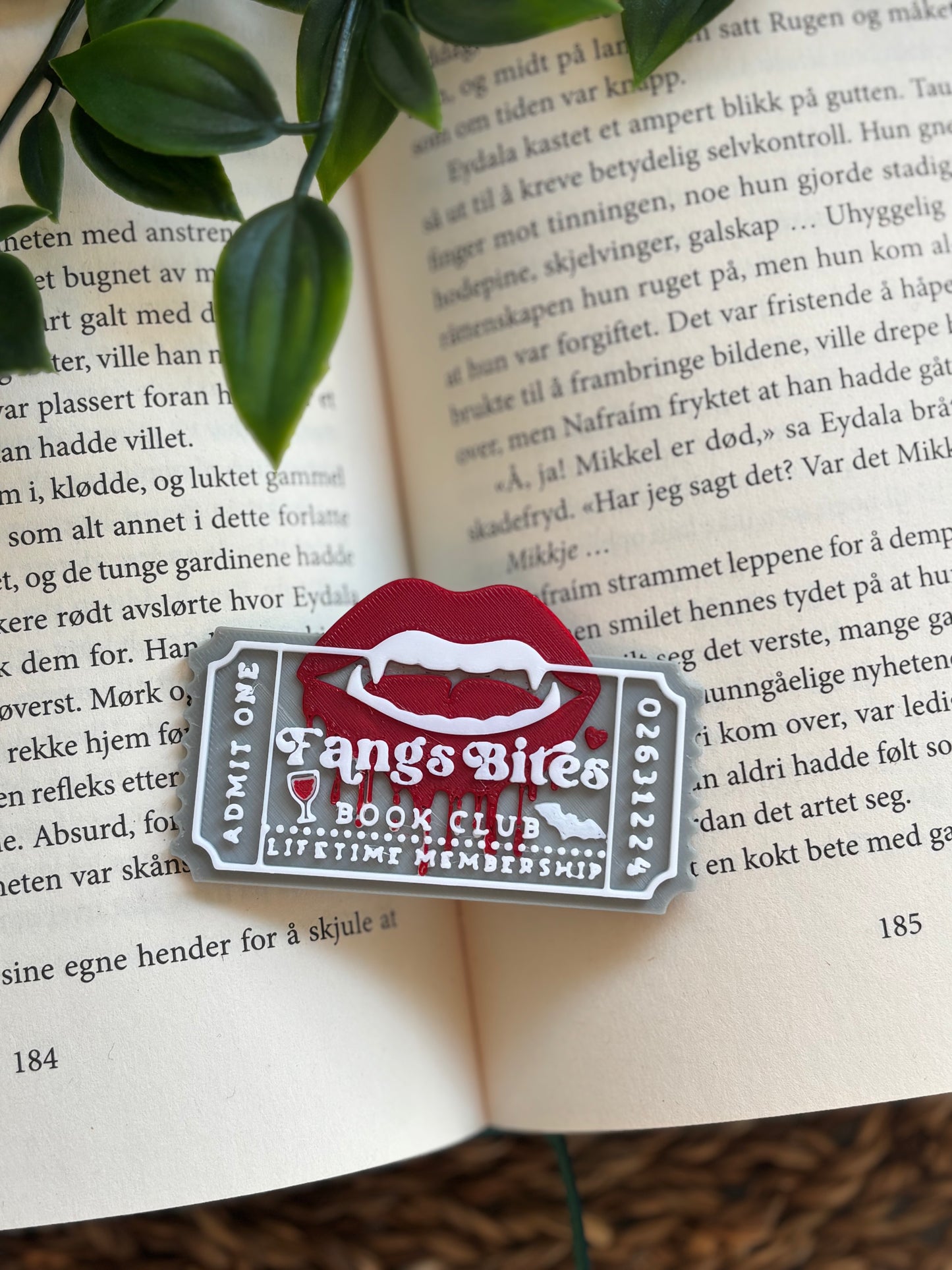Fang Bites Book Club Ticket Pin