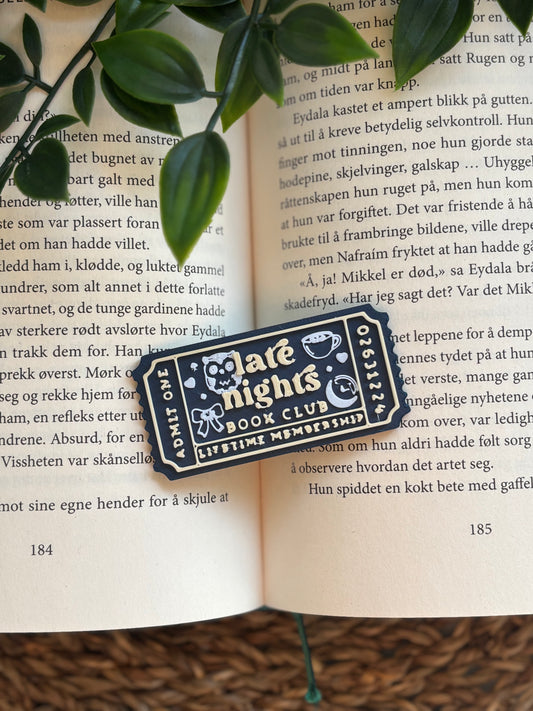 Late nights Book Club Ticket Pin
