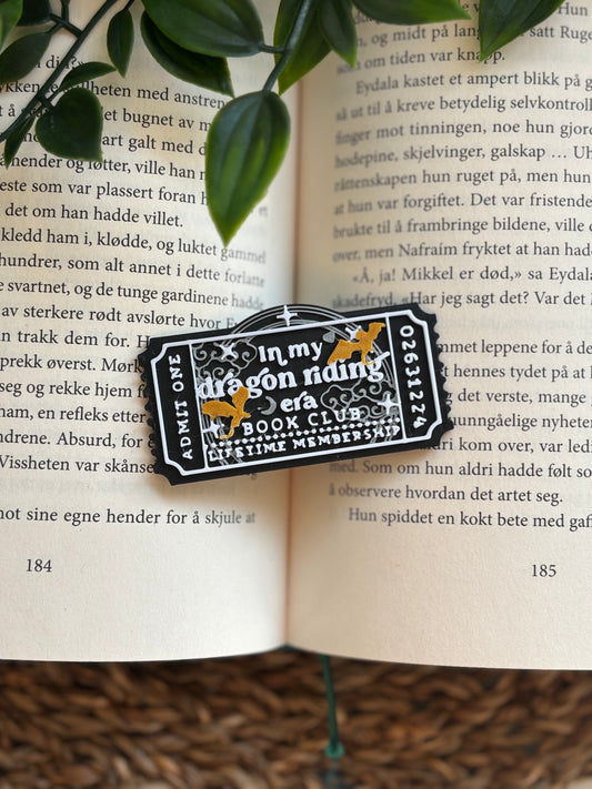 In My Dragon Riding Era Book Club Ticket Pin