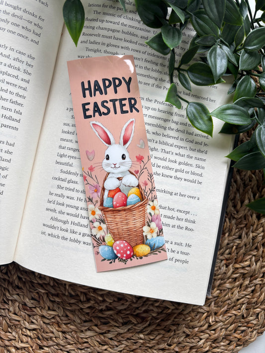 Happy Easter, pink background bokmerke (Limited Edition)