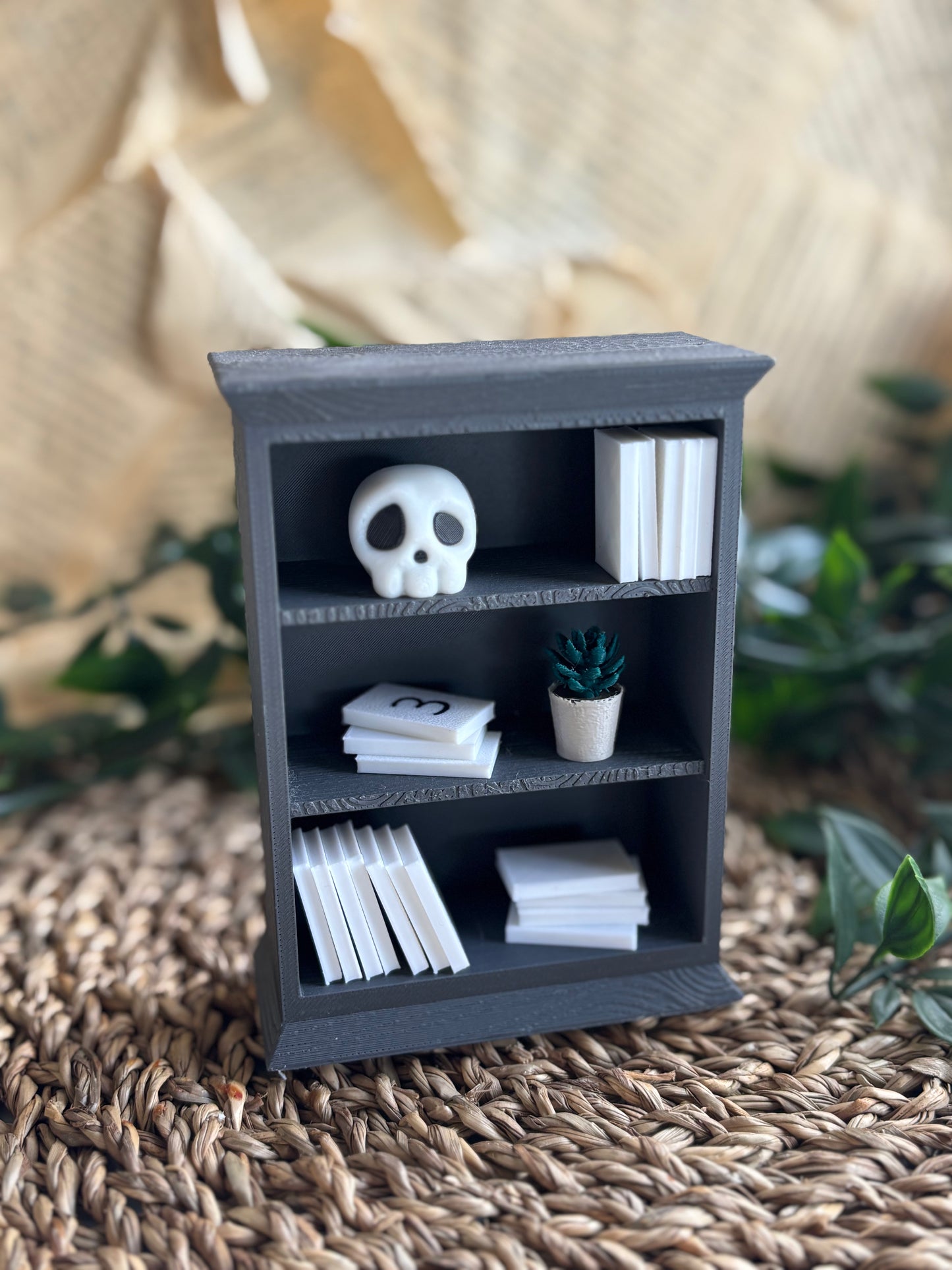 3D printet hodeskalle -  Miniatyr til mini bokhyller