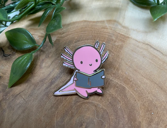 Axolotl Reading Enamel Pin