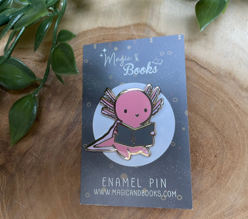 Axolotl Reading Enamel Pin