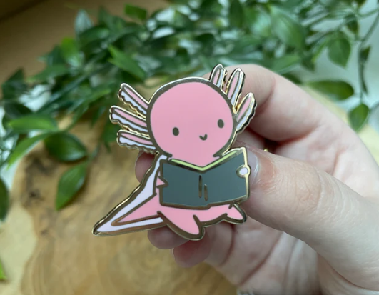 Axolotl Reading Enamel Pin