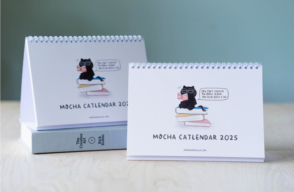 Black Cat Desk Calendar 2025