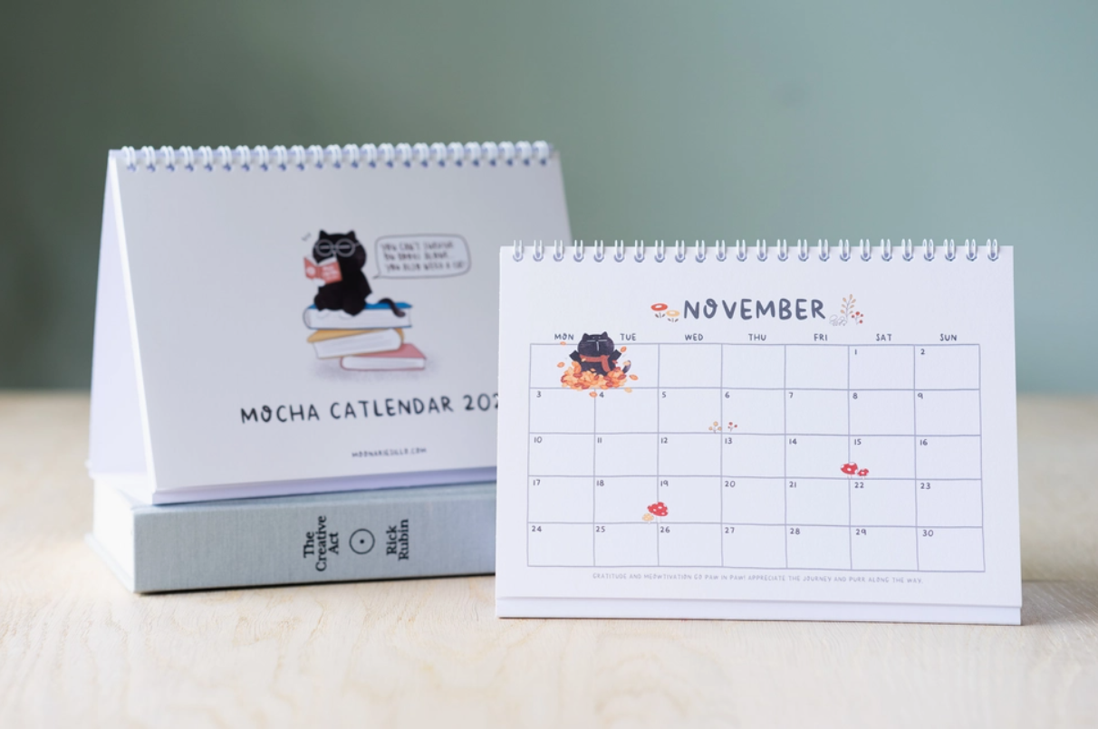 Black Cat Desk Calendar 2025